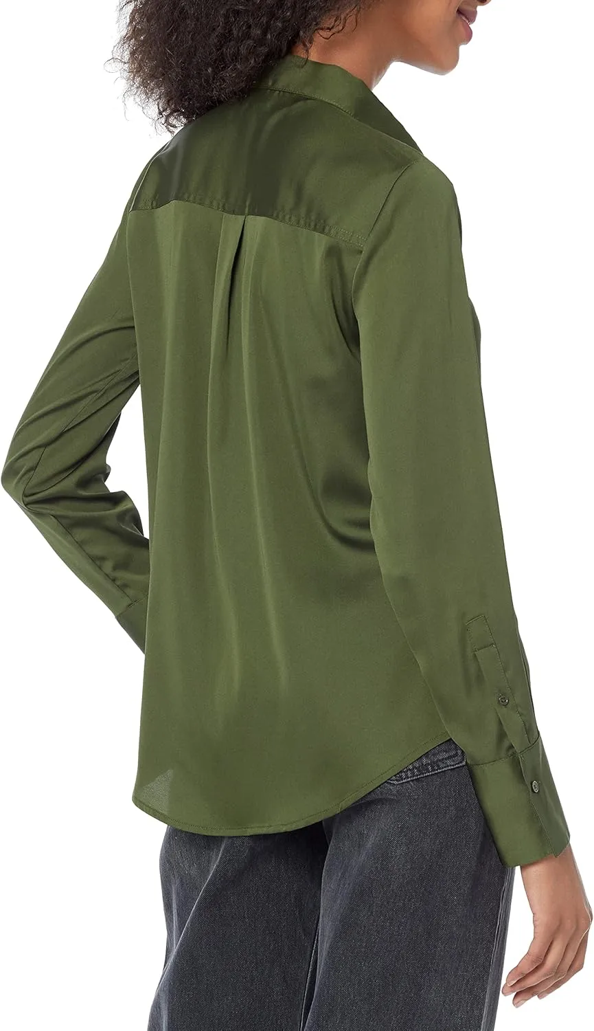 Amazon Essentials Women's Classic-Fit Satin Button Down Blouse (Available in Plus Size)