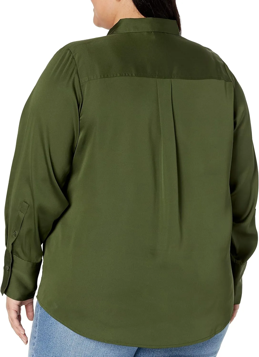 Amazon Essentials Women's Classic-Fit Satin Button Down Blouse (Available in Plus Size)
