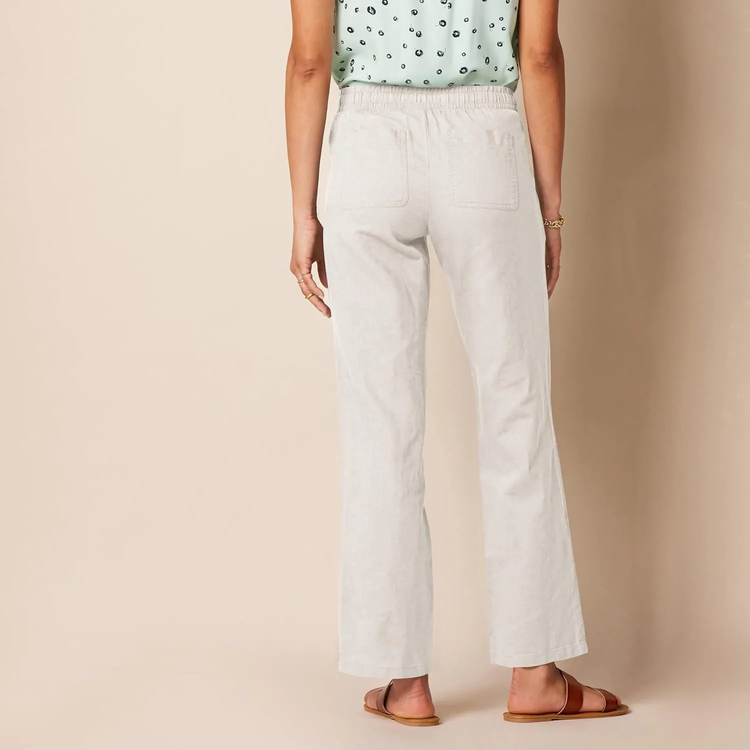 Amazon Essentials Women's Linen Blend Drawstring Relaxed Fit Wide Leg Pant (Available in Plus Size)