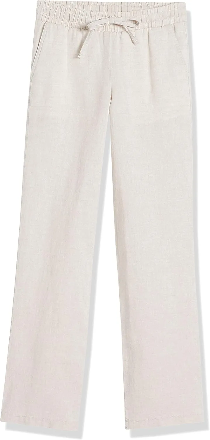 Amazon Essentials Women's Linen Blend Drawstring Relaxed Fit Wide Leg Pant (Available in Plus Size)