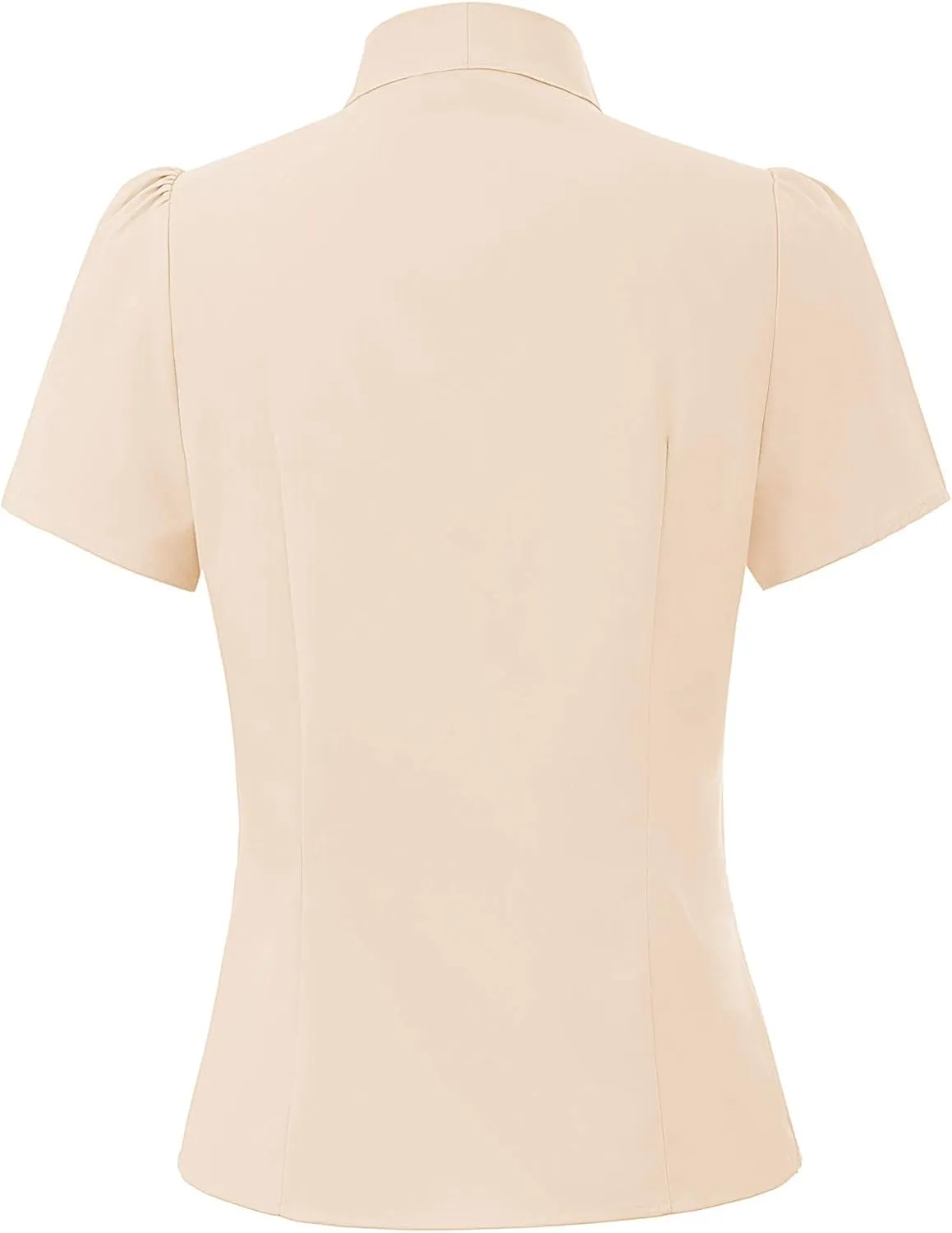 Belle Poque Summer Short Sleeve Office Button Down Blouse Stripe Shirt Tops with Bow Tie BP573