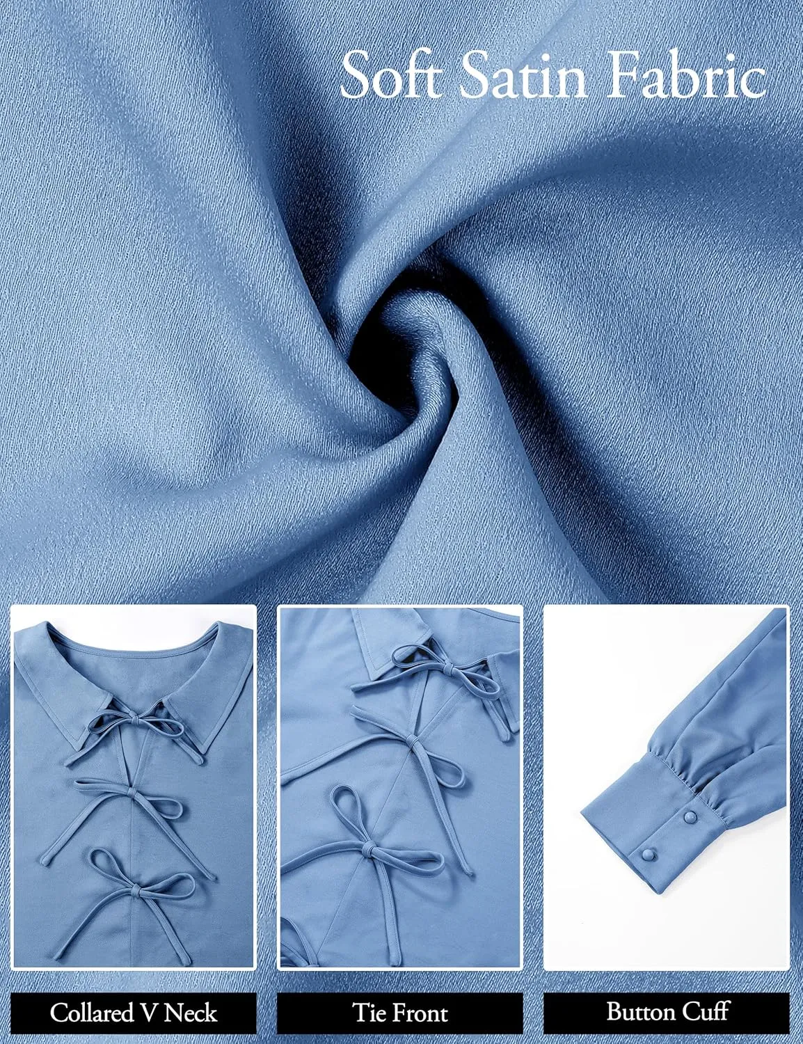 Blooming Jelly Women's Dressy Casual Blouses Business Work Tops Tie Front Long Sleeve Shirts 2025 Fall Outfits