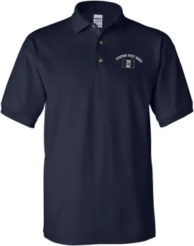 Custom Text Embroidered Guatemala Men's Adult Button-End Spread Short Sleeve Cotton Polo Shirt Golf Shirt - Navy, Medium