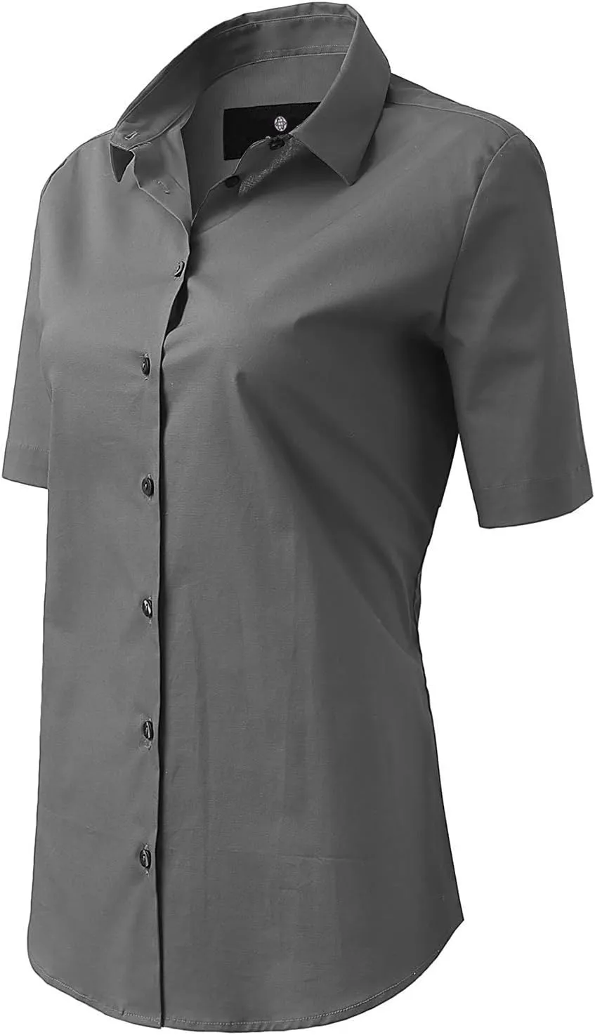 DIIG Dress Shirt for Women Long-Sleeve Women Tops Blouses, White Red XS M 2 XL