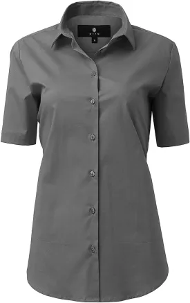 DIIG Dress Shirt for Women Long-Sleeve Women Tops Blouses, White Red XS M 2 XL