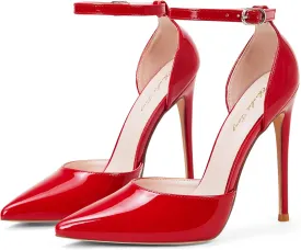 Elisabet Tang High Heels, Women Pumps D'Orsay Ankle Strap Pointed Toe Stiletto Heels Party Wedding Shoes