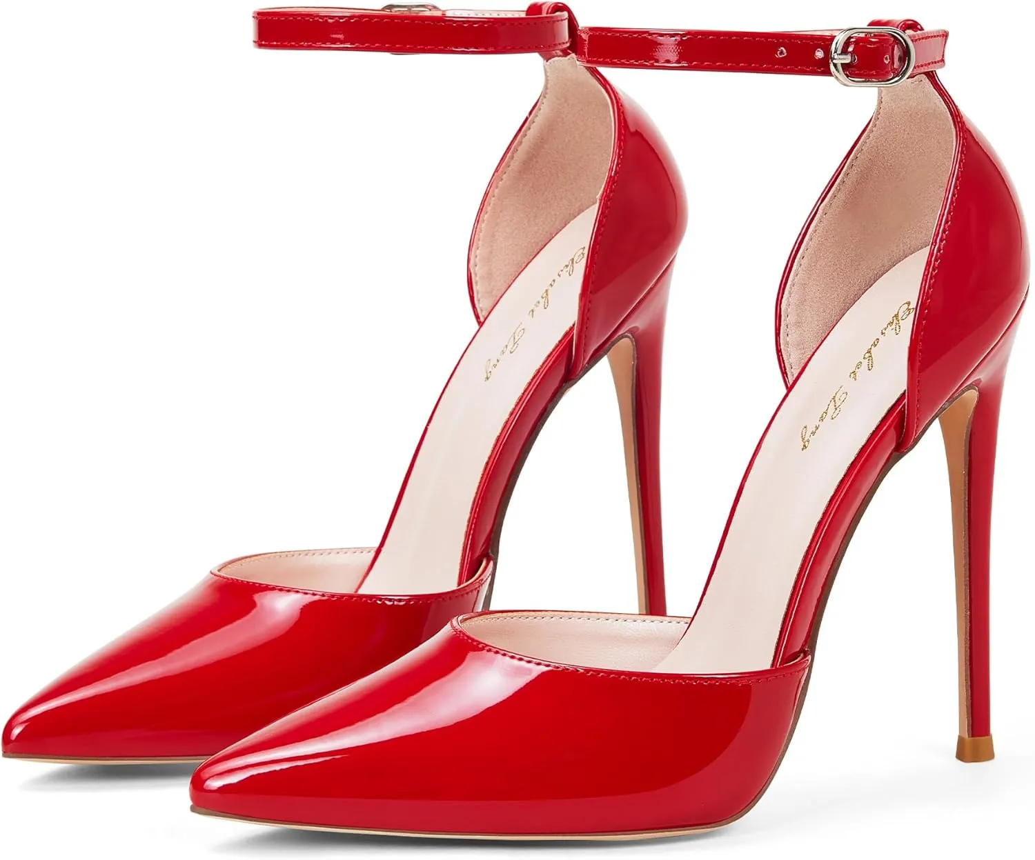 Elisabet Tang High Heels, Women Pumps D'Orsay Ankle Strap Pointed Toe Stiletto Heels Party Wedding Shoes