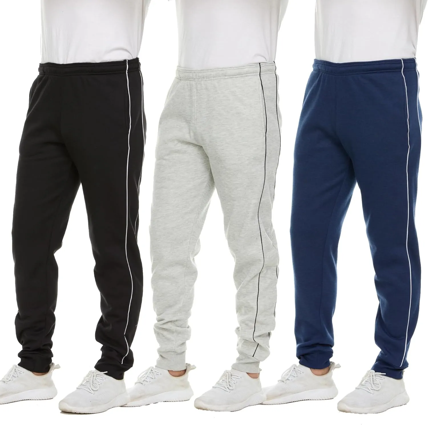 Essential Elements 3 Pack: Men's Tech Fleece Ultra-Soft Warm Jogger Athletic Sweatpants with Pockets