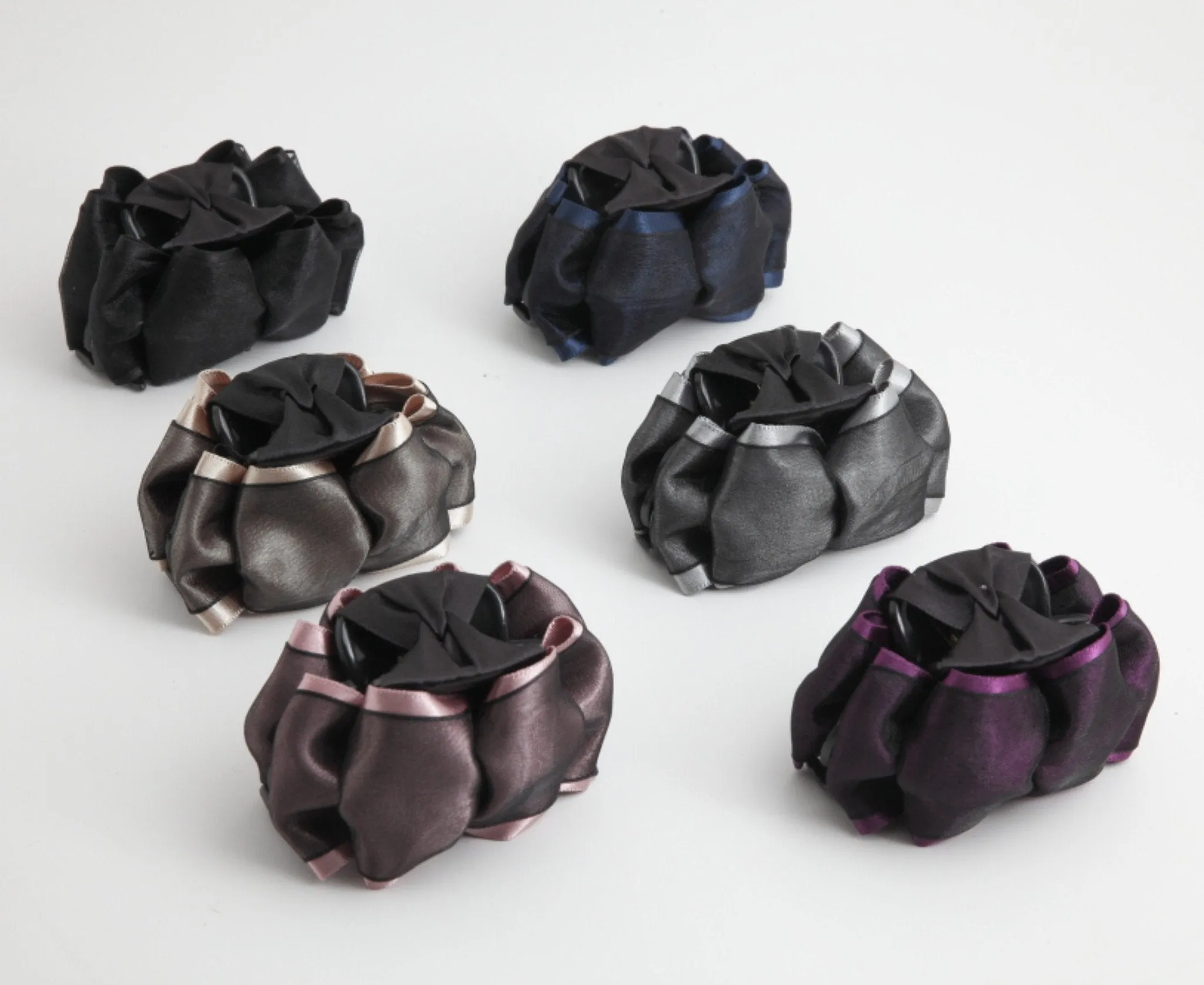 Handmade Glossy Satin Flat Twin Bow Hair Jaw Claw Clip for fine hair