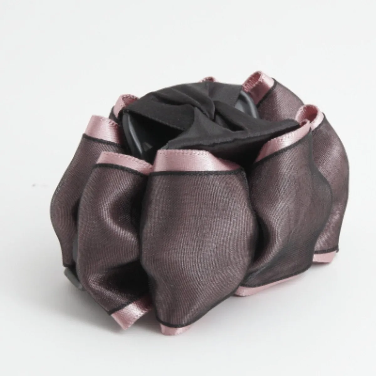 Handmade Glossy Satin Flat Twin Bow Hair Jaw Claw Clip for fine hair