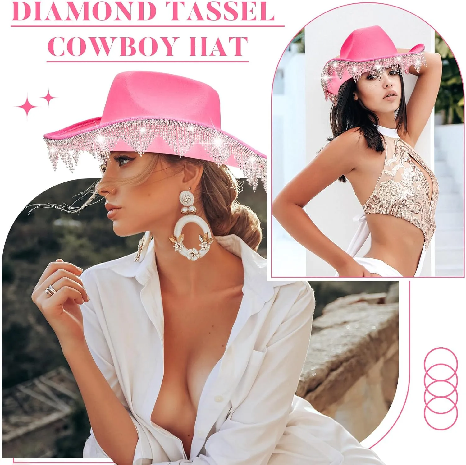 Hercicy Glitter Cowboy Hat for women Rhinestone Sparkly Cowgirl Hat for Concert Birthday Party Renaissance