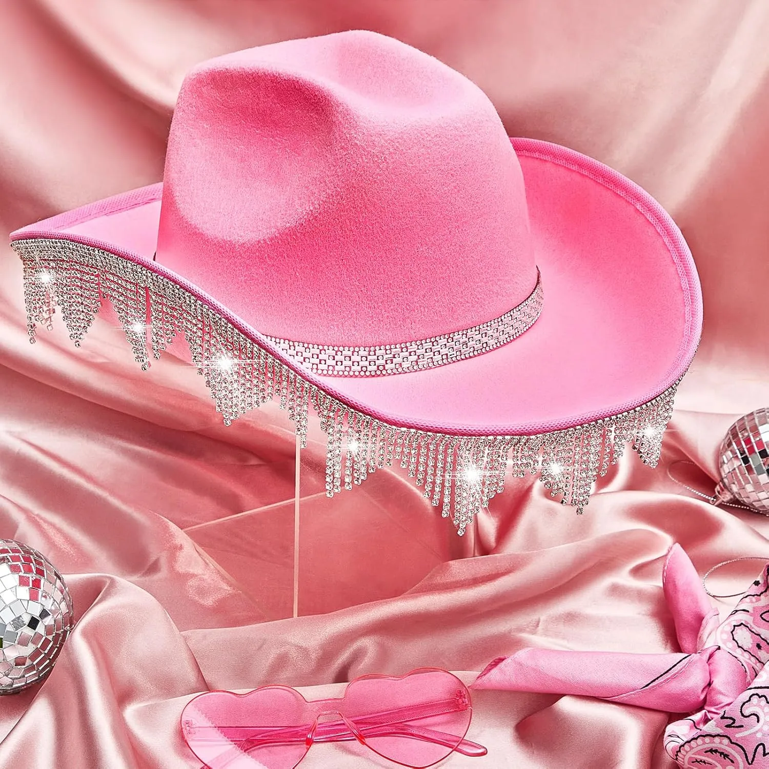 Hercicy Glitter Cowboy Hat for women Rhinestone Sparkly Cowgirl Hat for Concert Birthday Party Renaissance