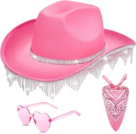 Hercicy Glitter Cowboy Hat for women Rhinestone Sparkly Cowgirl Hat for Concert Birthday Party Renaissance