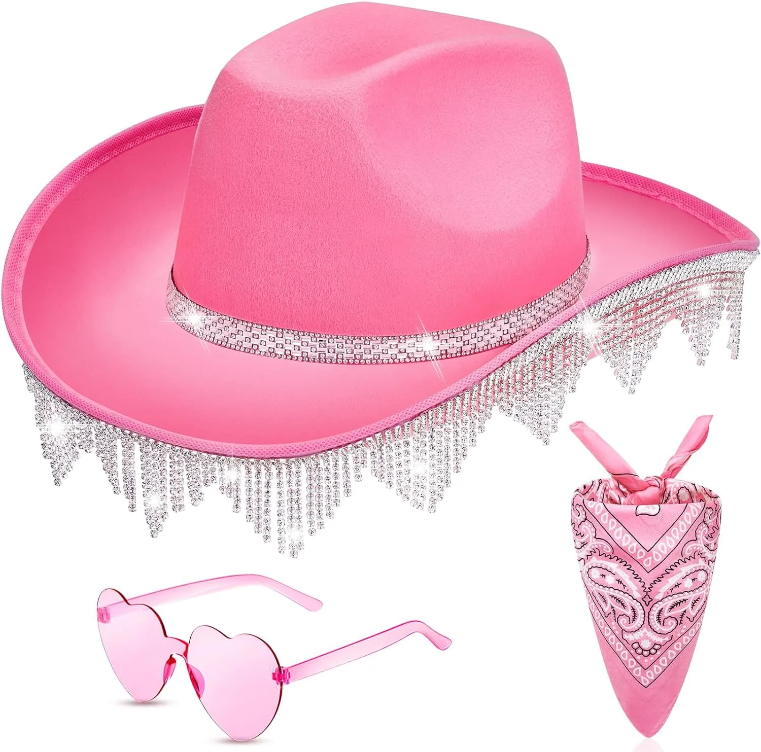 Hercicy Glitter Cowboy Hat for women Rhinestone Sparkly Cowgirl Hat for Concert Birthday Party Renaissance