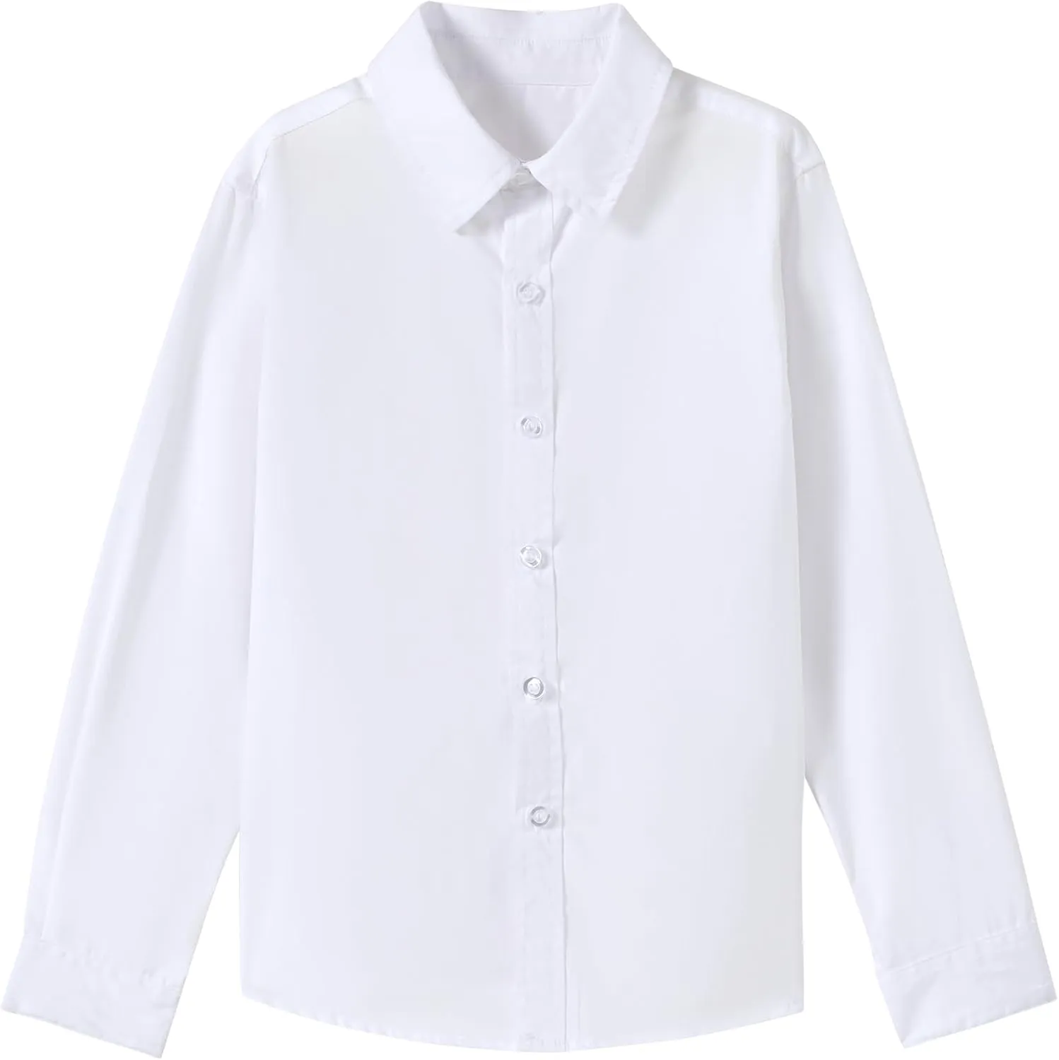 SOLOCOTE Boys White Button Down Dress Shirt Classic Long Sleeve Formal Collared School Uniform Tops for Kids