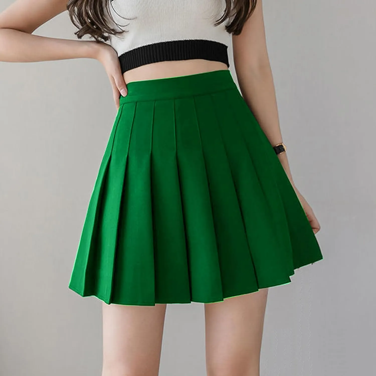 TONCHENGSD Women's High Waist Pleated Mini Skirt Skater Tennis Skirt