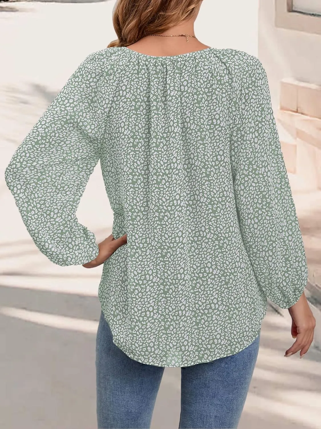 Women's Casual Floral Ruffle Short Sleeve Tops Cute Boho V Neck Loose Blouses Summer Fall Shirts