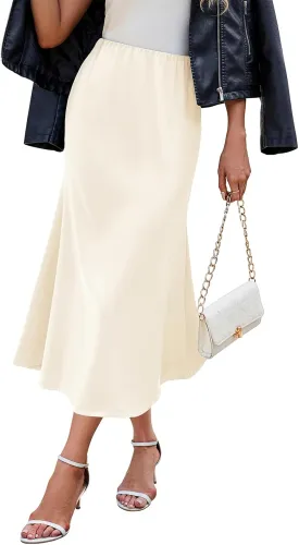 Womens Satin Skirts for Womens Silk Skirt Midi Skirt High Waisted Satin Dress Elegant Work Skirts