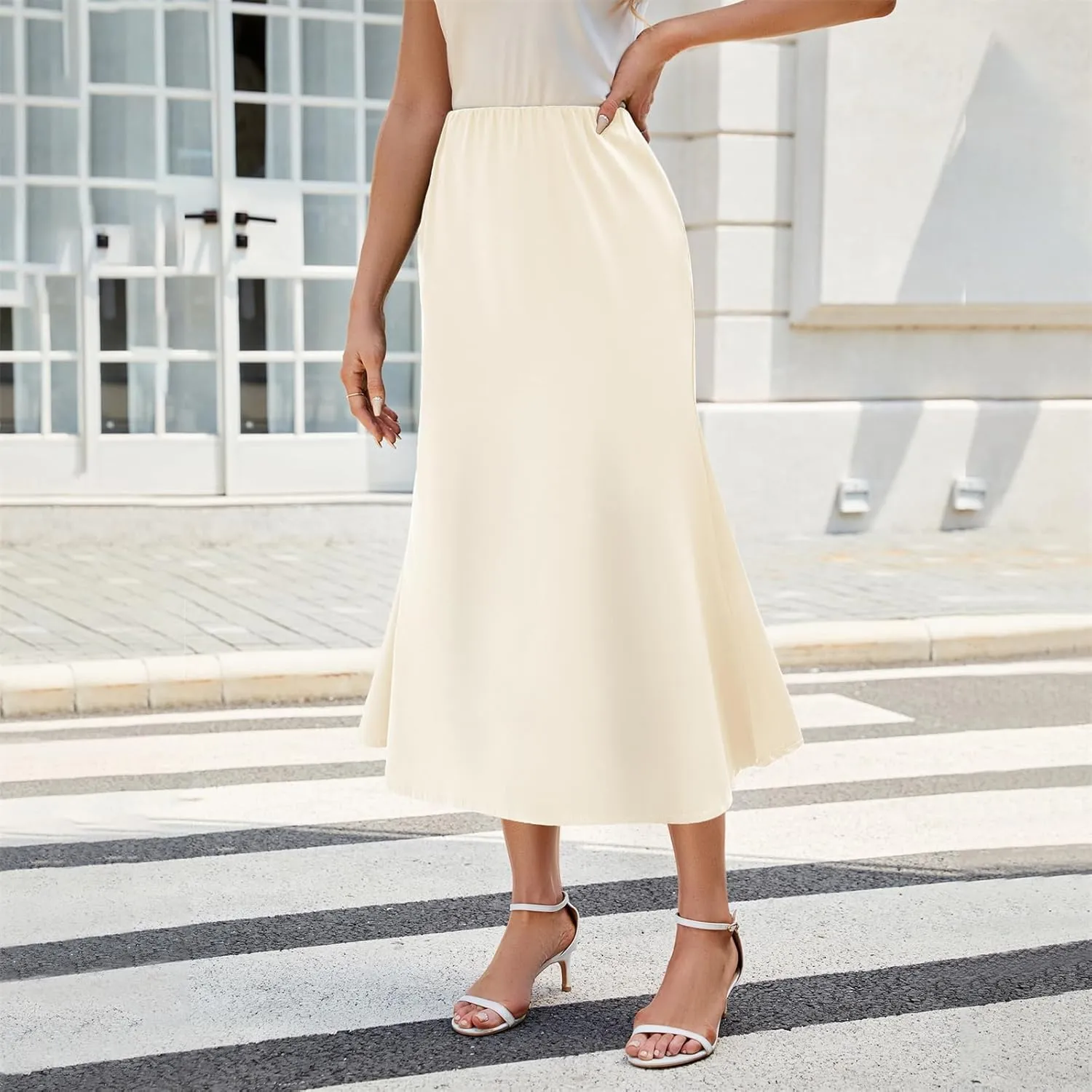 Womens Satin Skirts for Womens Silk Skirt Midi Skirt High Waisted Satin Dress Elegant Work Skirts