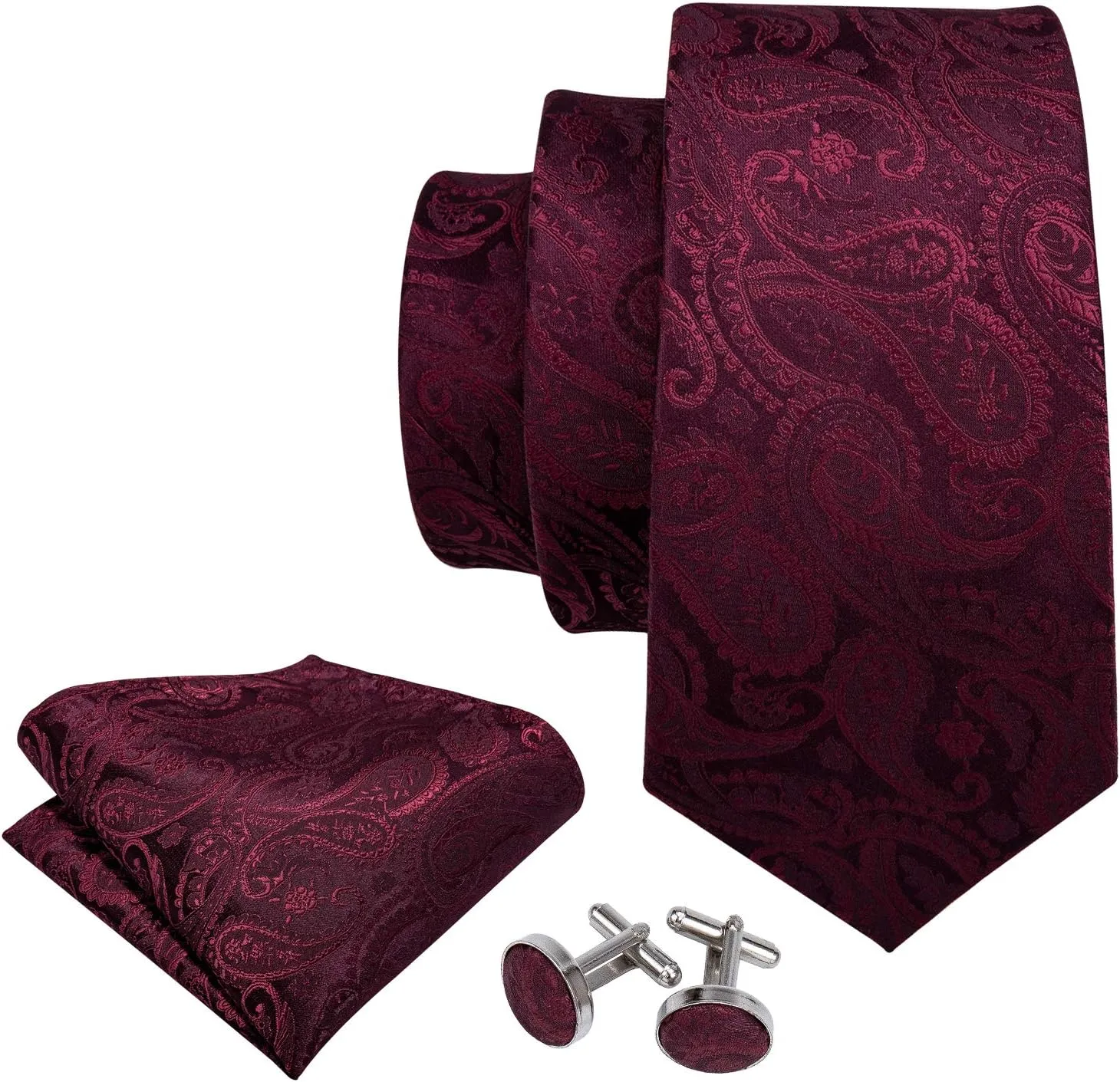 YOHOWA Mens Ties Set Wedding Paisley Neckties with Handkerchief Cufflinks Formal Business