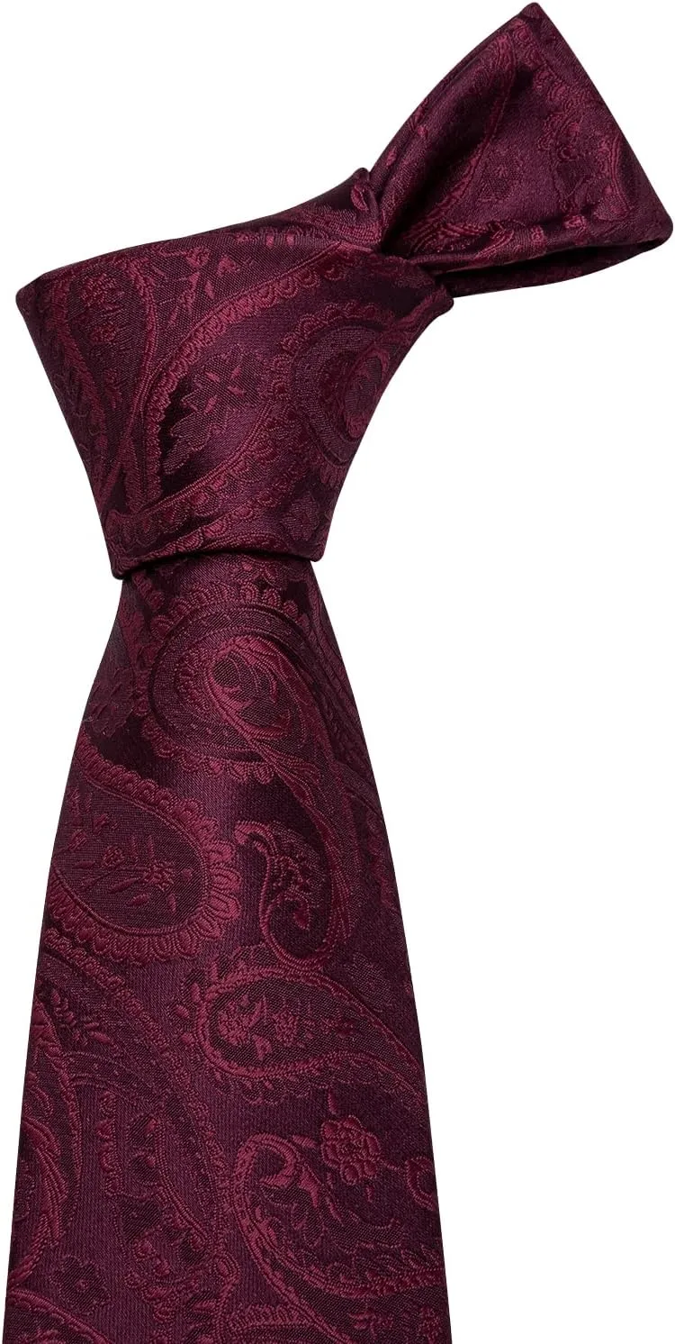 YOHOWA Mens Ties Set Wedding Paisley Neckties with Handkerchief Cufflinks Formal Business